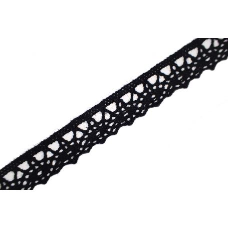 Méteres pamut csipke -Fekete- 14mm