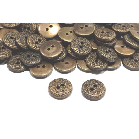 Fémhatású gomb -Bronz- Ø12mm
